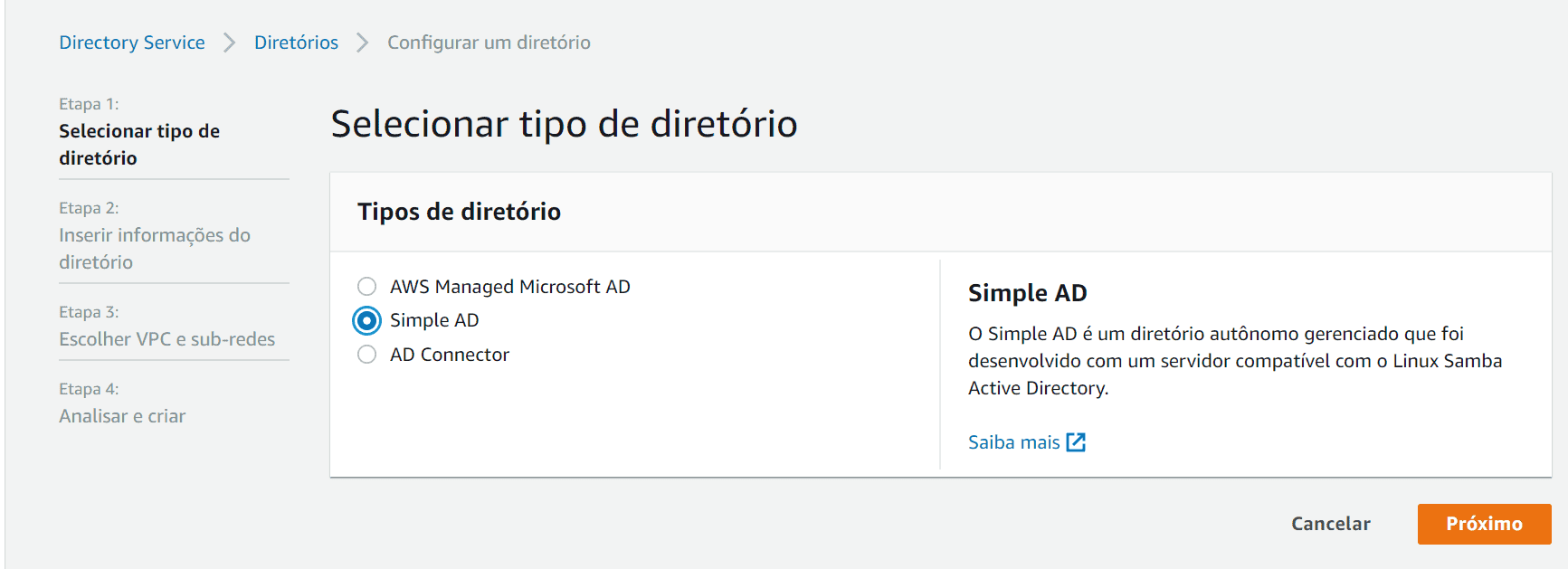 Passo 1: Escolhendo o Diretório