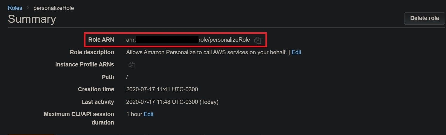 Copiando ARN no IAM.