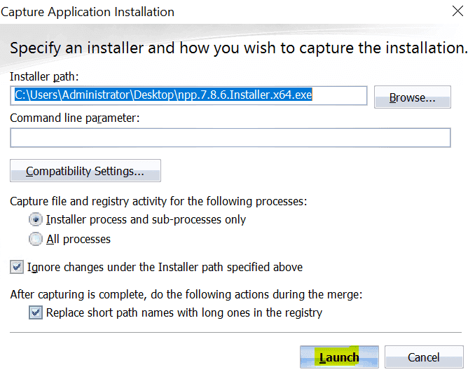 Passo 3: Caminho do Instalador