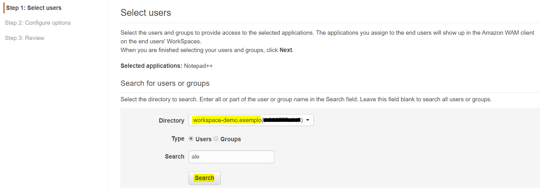 Passo 2: Selecionando um Domínio