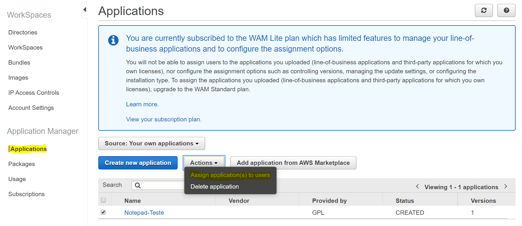 Passo 6: Associando o Usuário com Aplicativo