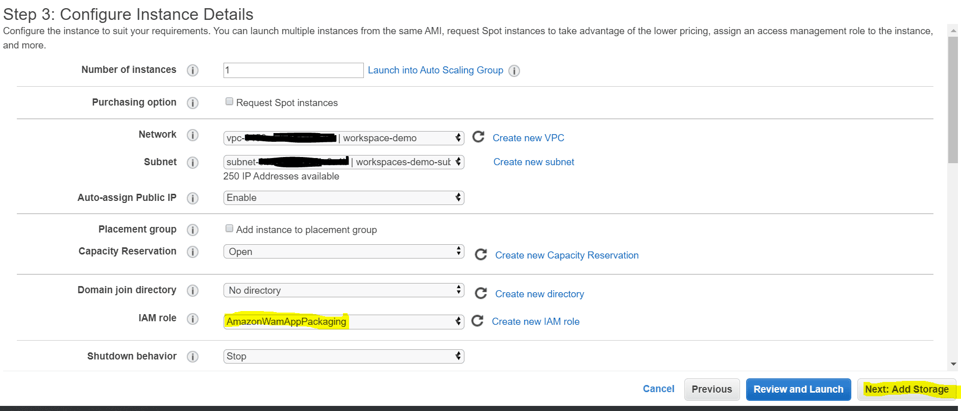Passo 1: Configurando o IAM role