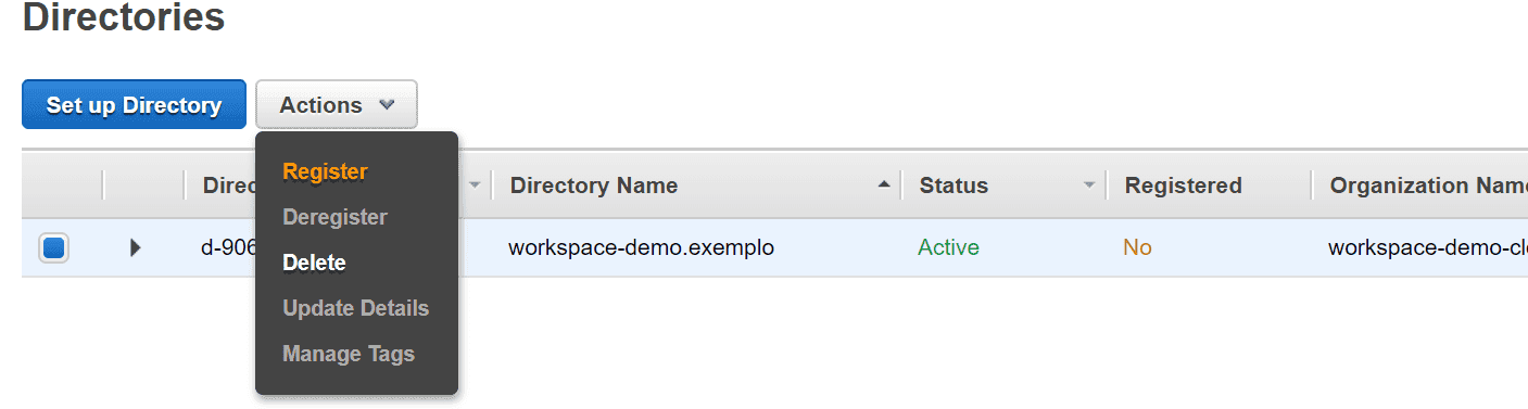 Passo 2: Registrando o Diretório