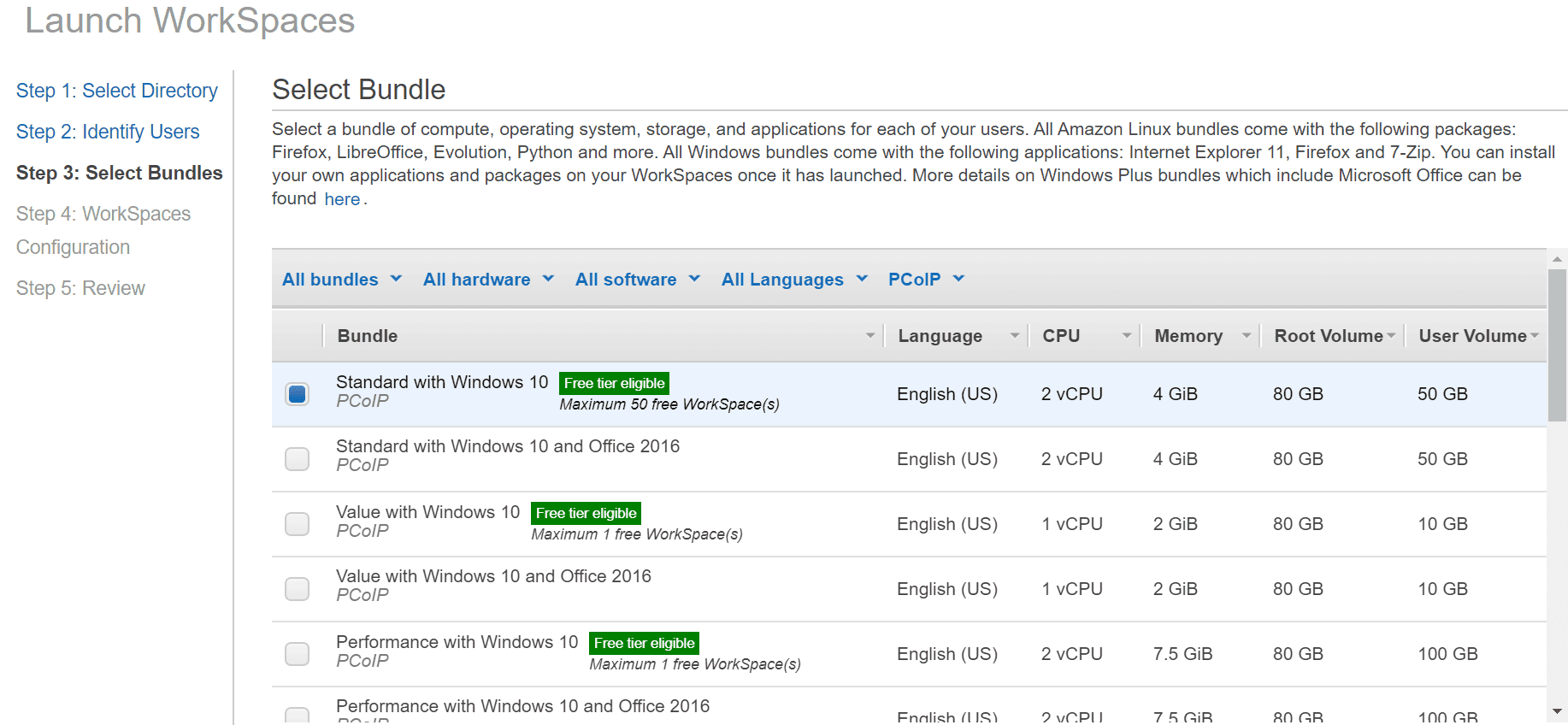 Passo 3: Selecionando o Pacote