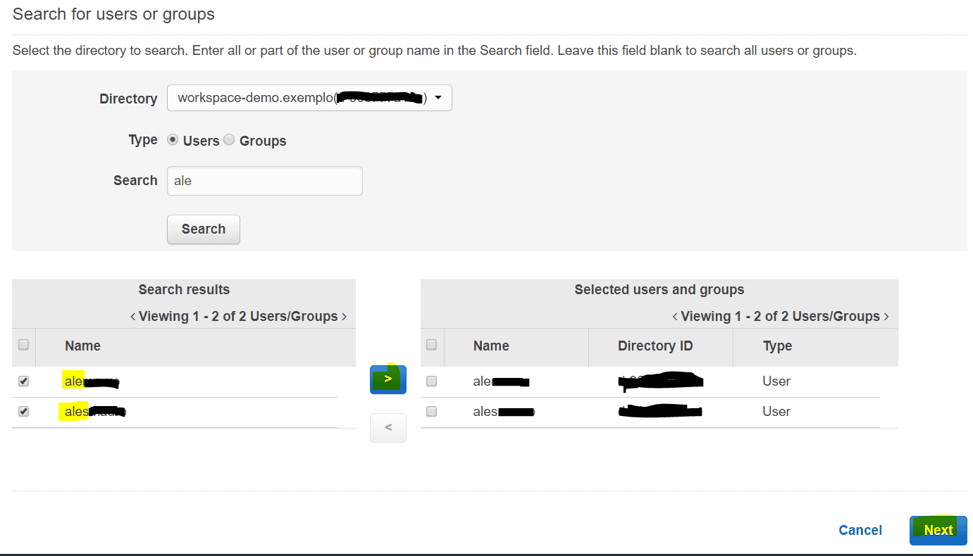 Passo 2: Escolhendo os Usuários