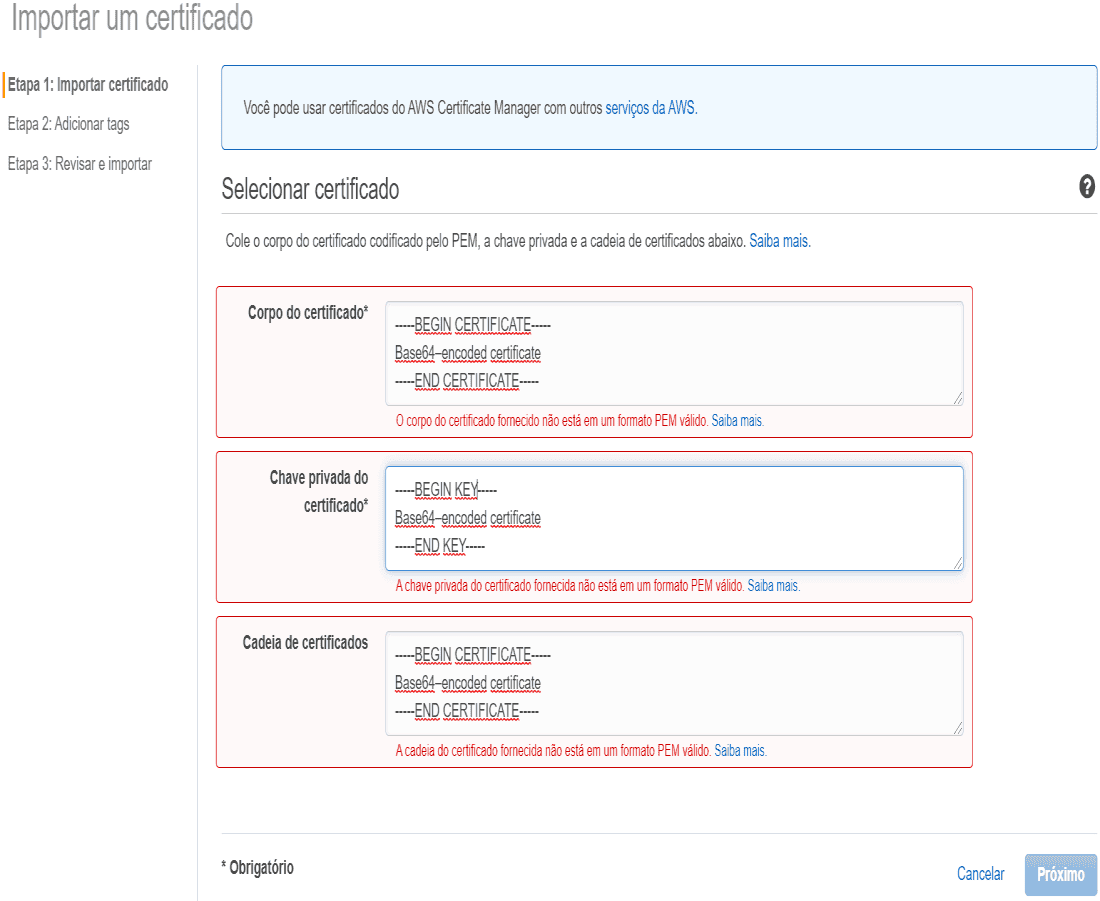 Passo 2: Importando o Certificado.