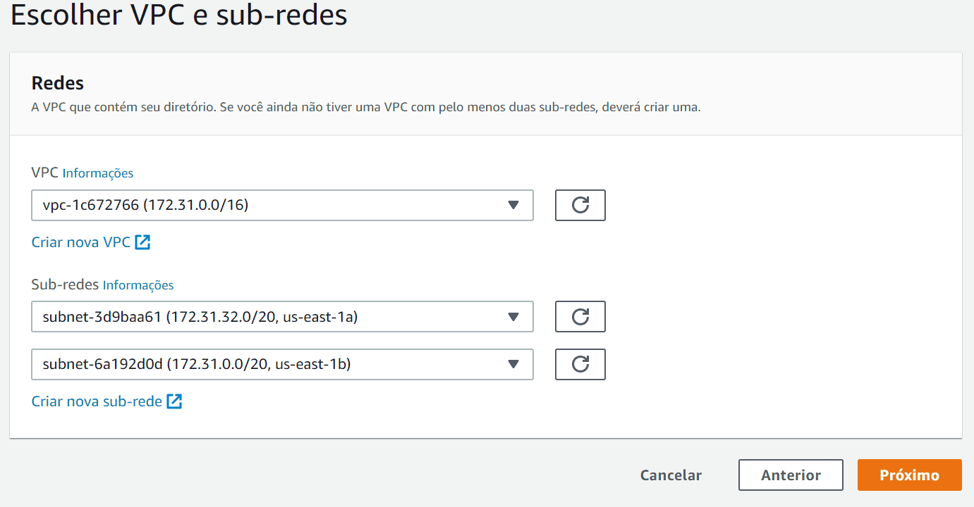 Passo 1: Configurando a rede do Diretório