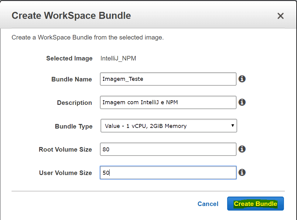 Passo 2: Preenchendo Informações do Bundle